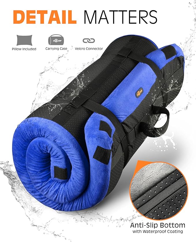 3 Inch GAIALOOP Thick Memory Foam Camping Mattress Sleeping Pad [Car/Tent/Cot] Glamping Portable Floor Mat Roll Up Futon Mattress for Guests Sleepover