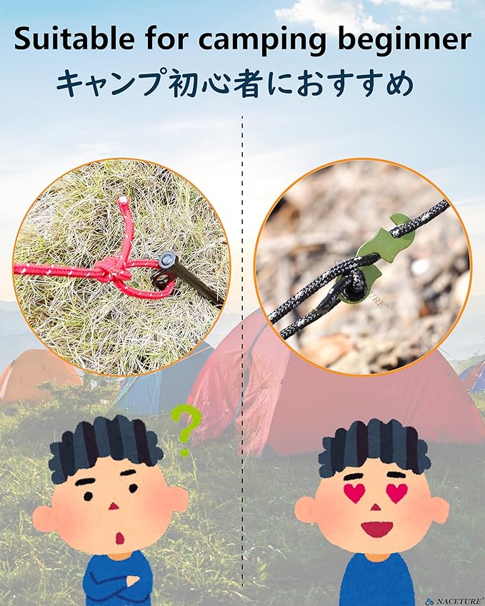 Rope Tensioner Aluminum Alloy Camping Tent Guyline Cord Adjuster Camping of Gear for Camping, Hiking, Backpacking Ultralight Tent Stakes Guy Lines (Green, 10 Pack)