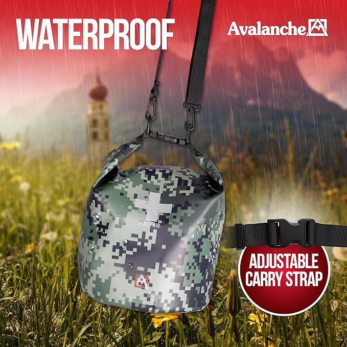 Avalanche First Aid Kit in Dry Bag, 103 Pcs Emergency Supplies Kit in Waterproof Bag for Home, Car, Travel, Sports or Camping, Durable, Ideal for Water Activities, Survival Gear Kit