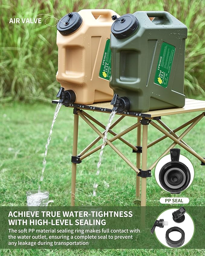 3.5 Gallon Water Jug(14.5x13.3x6in), Overlanding Gear Water Containers Spigot, Camping Essential Truly Leak-Proof Press Faucet Black Water Tank,BPA Free Portable Water Storage for Outdoors Hiking RV
