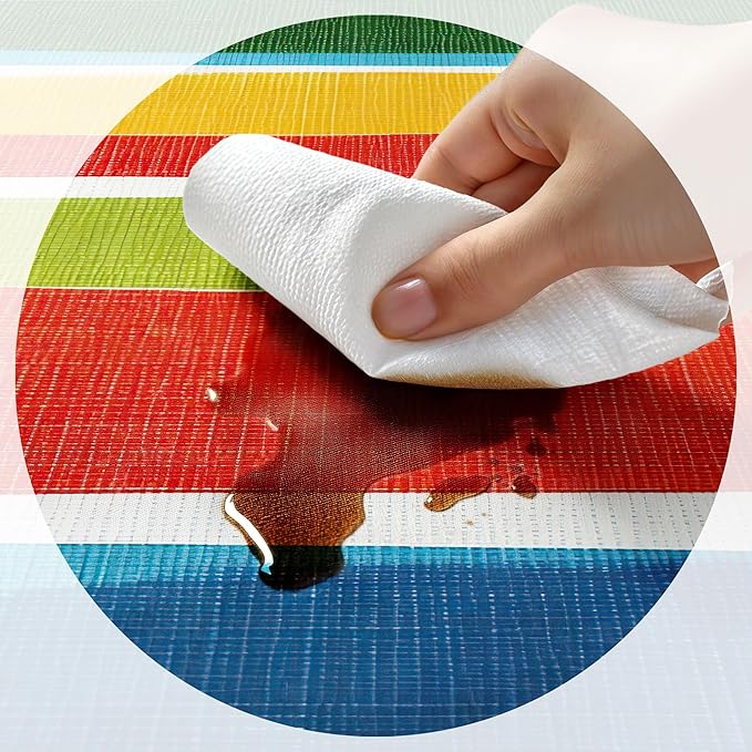 JAWO Picnic Table Covers with Bench Covers Modern Stripe Camping Tablecloth Fitted Picnic Table Cover with Elastic Windproof Waterproof Fabric, Camping Accessories Patio & Outdoo