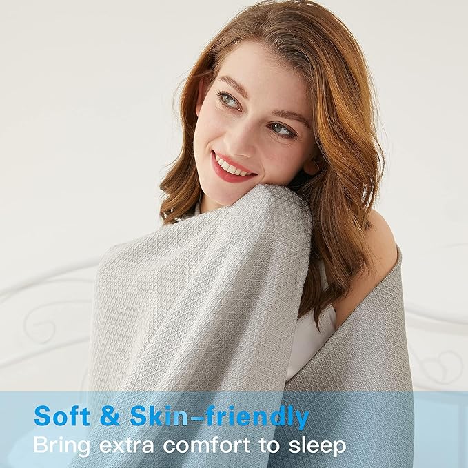 AmyHomie Cooling Blanket, 100% Rayon Derived from Bamboo, Cool Summer King Size Blanket for Hot Sleepers Soft Comfy Lightweight Blankets for All Seasons(Light Gray, 108×90in)