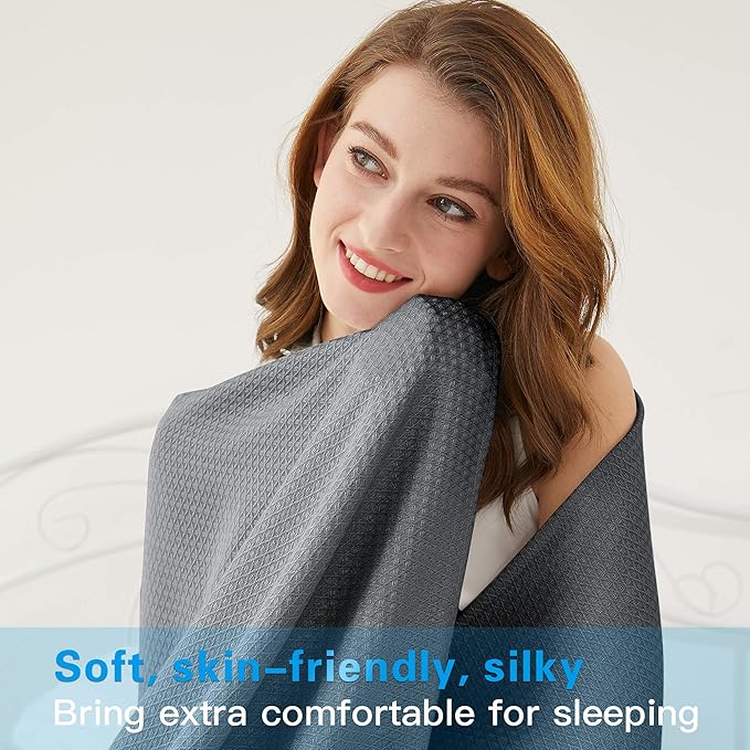 AmyHomie Cooling Blanket Queen Size, 100% Rayon Derived from Bamboo, Cool Summer Blanket for Hot Sleepers, Soft Comfy Lightweight Blankets for All Seasons(Dark Gray, 90×90in)