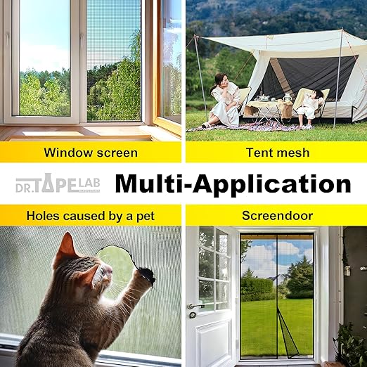 Grey Window Screen Repair Tape, 2 in X 15 FT, Screen Repair Kit for Windows or Doors, Strong Adhesive Patch Kit Fiberglass Mesh Tape