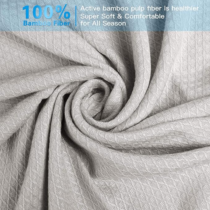 AmyHomie Cooling Blanket, 100% Rayon Derived from Bamboo, Cool Summer Blanket for Hot Sleepers, Soft Comfy Lightweight Blankets for All Seasons(Light Gray, 79×91in)