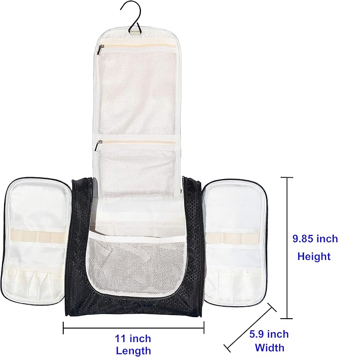 Hanging Toiletry Bag Extra Large Capacity | Premium Travel Organizer Bags For Men And Women | Durable Waterproof Nylon Bathroom, Shower, Makeup Bag For Toiletries, Cosmetics, Brushes