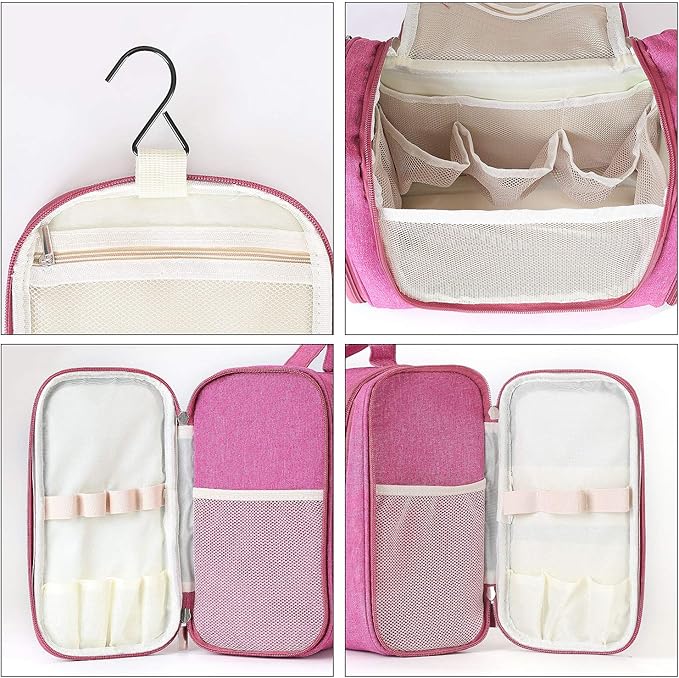 Hanging Toiletry Bag Extra Large Capacity | Premium Travel Organizer Bags For Men And Women | Durable Waterproof Nylon Bathroom, Shower, Makeup Bag For Toiletries, Cosmetics, Brushes