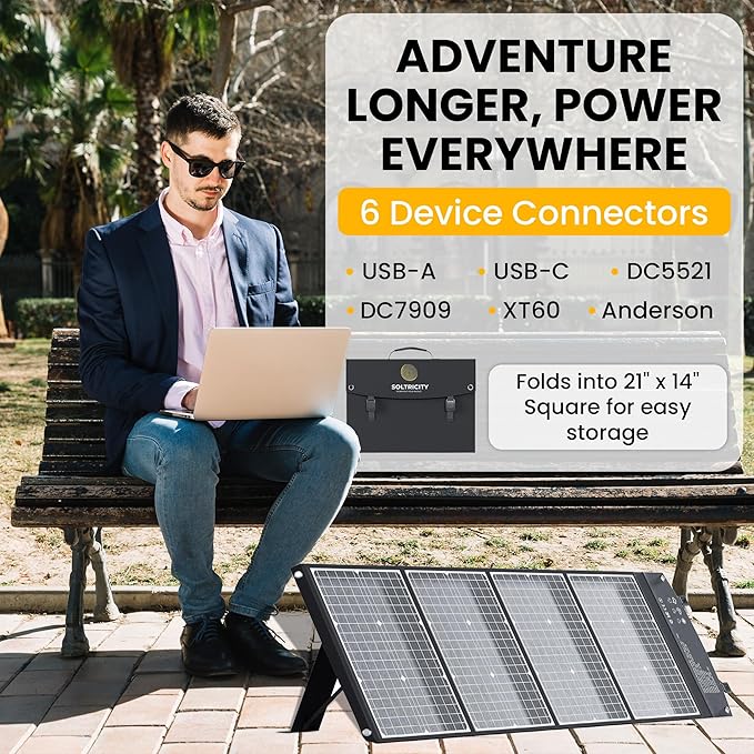 120W Portable Solar Panel & Flexible Solar Panel for Camping | 23% High Efficiency ETFE Foldable Solar Panel | Charger with USB-C & Lightweight with Emergency Power Supply