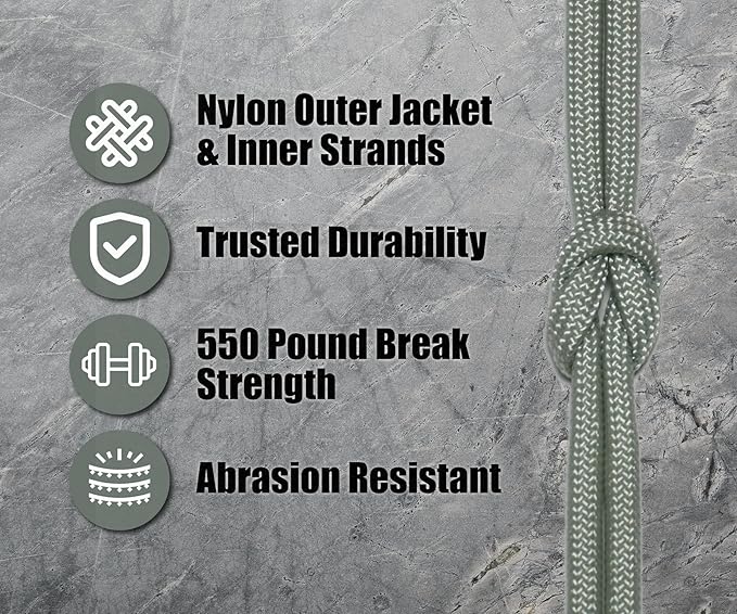 BORED? PARACORD! 550 lb Paracord - Ideal for Crafting, Camping, DIY Projects, Active & Military Outdoors - Strong Survival Rope - Tactical Parachute Cord Type III - Silver 250 Feet