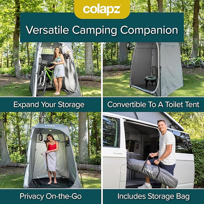 Colapz Camping Shower Tent and Pop Up Toilet Tents - Provides Additional Storage and Privacy as a Portable Shelter and Outdoor Changing Room