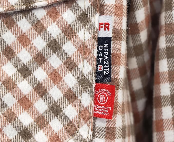 BOCOMAL FR Shirts for Men Welding Shirt Plaid 8.5oz Heavyweight Fire Retardant/Flame Resistant Welding Jacket