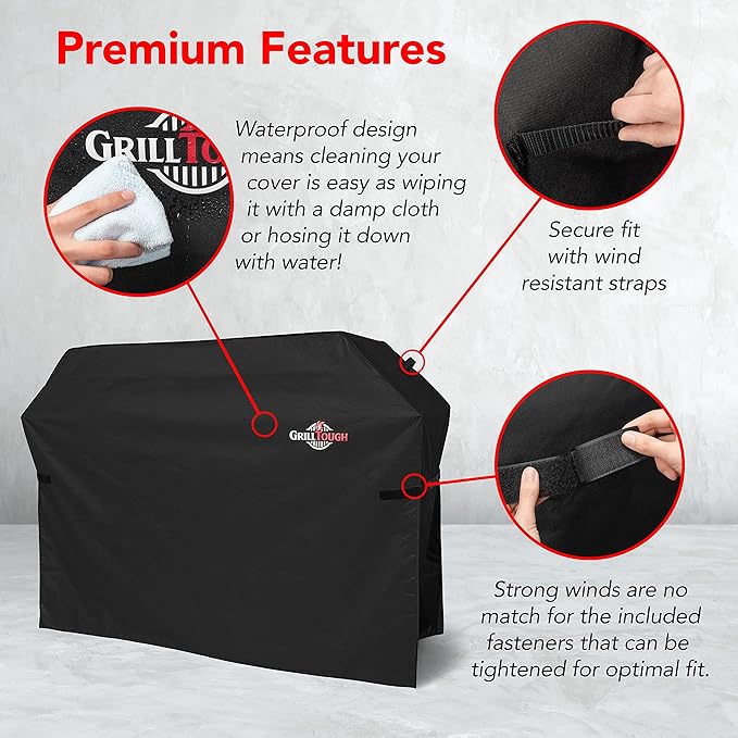 Heavy Duty BBQ Grill Cover for Outdoor Grill, 30 Inch – Waterproof, Weather Resistant, UV & Fade Resistant with Adjustable Straps – Gas Grill Cover for Weber, Genesis, Charbroil, etc. Black