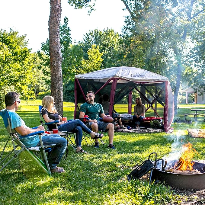 CLAM Pop Up Screen Tent, Outdoor Camping Gazebo Canopy, Escape, 11.5', Plum