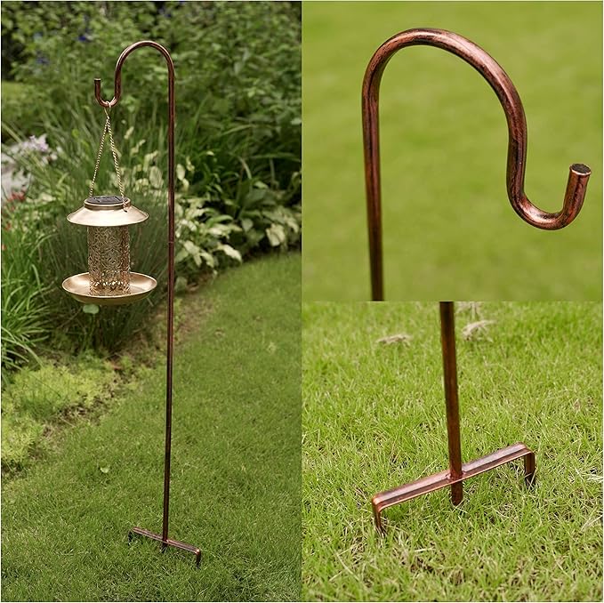 2 Pack Shepherd Hook 31 inch 1/2 inch Thick Use at Weddings, Hanging Solar Lights, Lanterns, Bird Feeders, Metal Hanger Hook (Bronze, 31 inch) U.S. Patent.