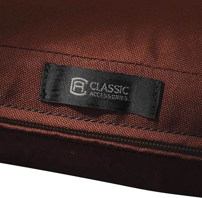 Classic Accessories Ravenna Water-Resistant 25 x 25 x 5 Inch Square Patio Seat Cushion Slip Cover & Foam, Spice, Lounge Chair Cushion