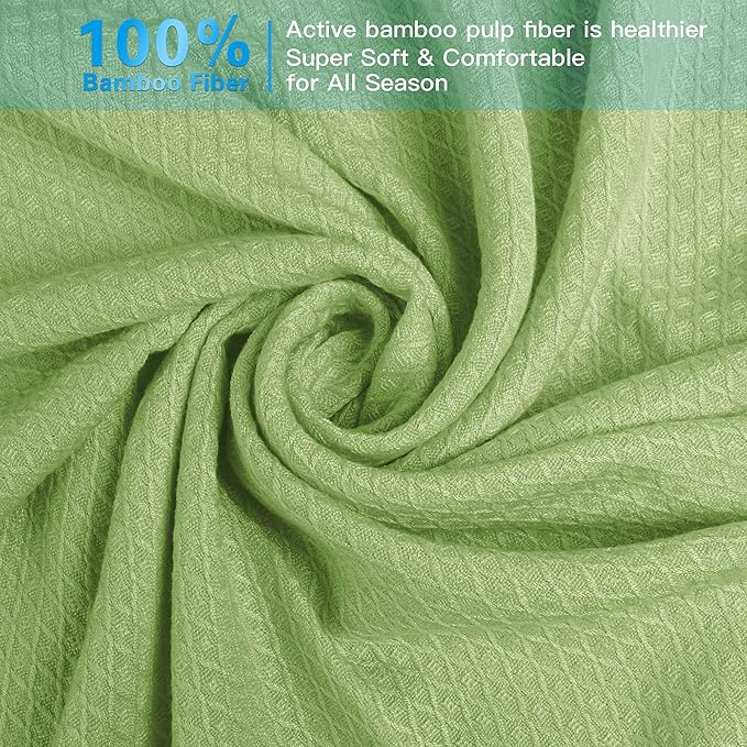 AmyHomie Cooling Blanket, 100% Rayon Derived from Bamboo, Cool Summer Blanket for Hot Sleepers, Soft Comfy Lightweight Blankets for All Seasons(Green, 79×91in)