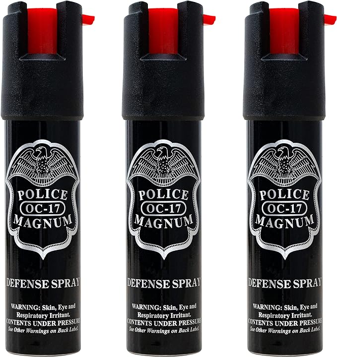 Police Magnum Compact Pepper Spray Self Defense- Tactical Maximum Heat Strength OC- Small Discreet Carry Canister- Made in The USA