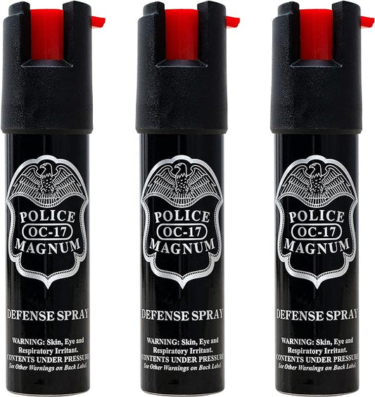 Police Magnum Compact Pepper Spray Self Defense- Tactical Maximum Heat Strength OC- Small Discreet Carry Canister- Made in The USA