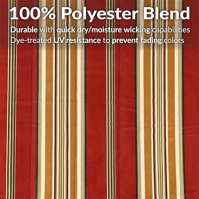 Sunnydaze Double Quilted Fabric Hammock with Universal Steel Stand - 450-Pound Capacity - Black Stand - Red Stripes