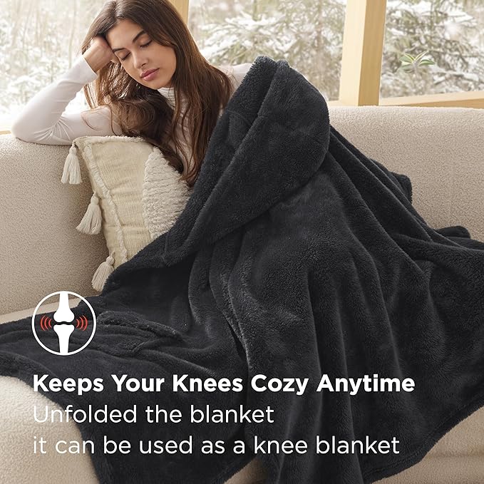 Bedsure Blanket Poncho for Women, Hooded Wearable Fleece Blanket for Adult, Winter Poncho Shawl Wrap Cape as Gifts for Mom