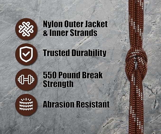 BORED? PARACORD! 550 lb Paracord - Ideal for Crafting, Camping, DIY Projects, Active & Military Outdoors - Strong Survival Rope - Tactical Parachute Cord Type III - Pig Skin 100 Feet