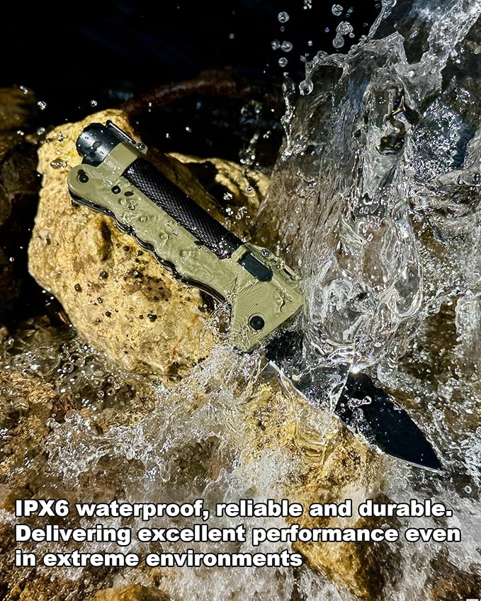 VIPERADE VAK6 Survival Multitool with Folding Knife, LED Flashlight, Pulse Ignition and Hand Crank Generator, Camping Multitool Knife Rechargeable Flashlight with Belt Sheath (Black)