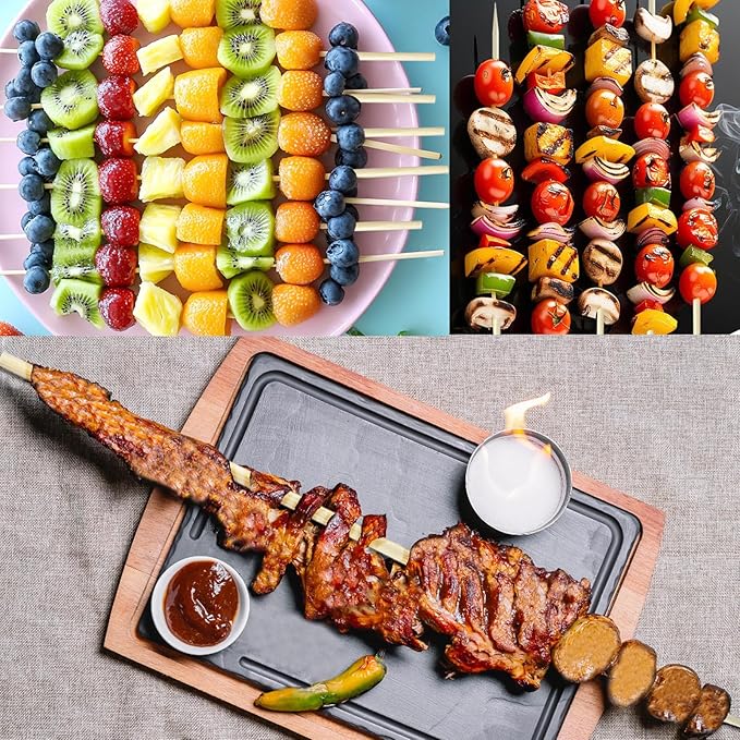 Bamboo Smores Sticks (50 Pcs), 17.5" Marshmallow Roasting Sticks for Fire Pit, 5mm Heavy Duty Wooden Skewers for Smore Hot Dog Barbecue Thick Sticks for Campfire Grilling Camping Bonfire