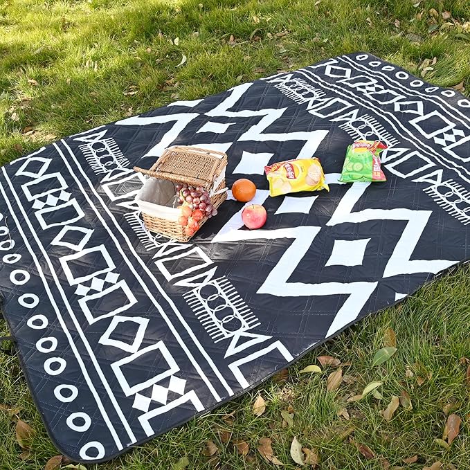 80"x60" Waterproof Picnic Blanket Large Outdoor Camping Blanket Foldable Picnic Camping Blanket Thicker Machine Washable Picnic Mat Portable Wearable for Picnics, Camping