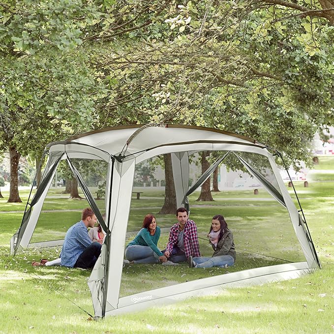 Outsunny 12' x 12' Screen House Room, UV50+ Screen Tent with 2 Doors and Carry Bag, Easy Setup, for Patios Outdoor Camping Activities