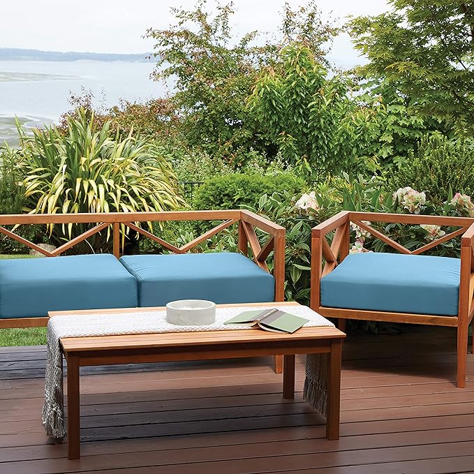Classic Accessories Ravenna Water-Resistant 21 x 19 x 5 Inch Patio Seat Cushion, Empire Blue, Patio Loveseat Cushion