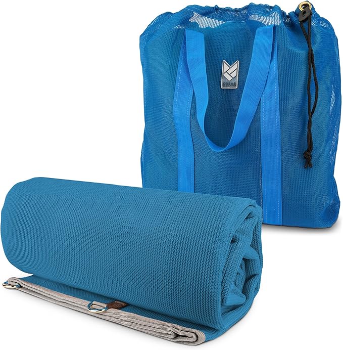 CGEAR RV Camping Mat, Sand Free Outdoor Reversible Rug for Campsite, Backyard, Patio, Deck, and Beach (Blue/Green, 8' x 11')