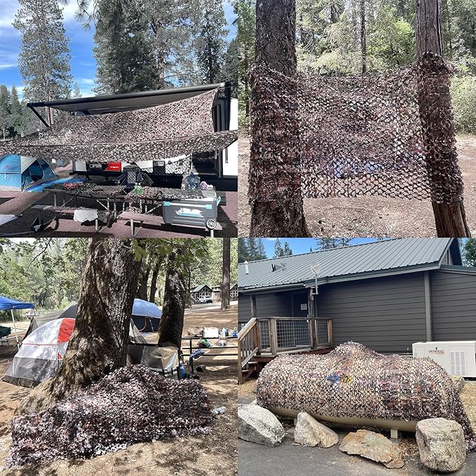 Camo Netting Camouflage Netting 20x20 10x20 10x10 Bulk Roll Burlap Camo Tarp Sunshade Net for Hunting Blind Dinosaur Birthday Jungle MilitaryTheme Party Decoration Camping Shooting