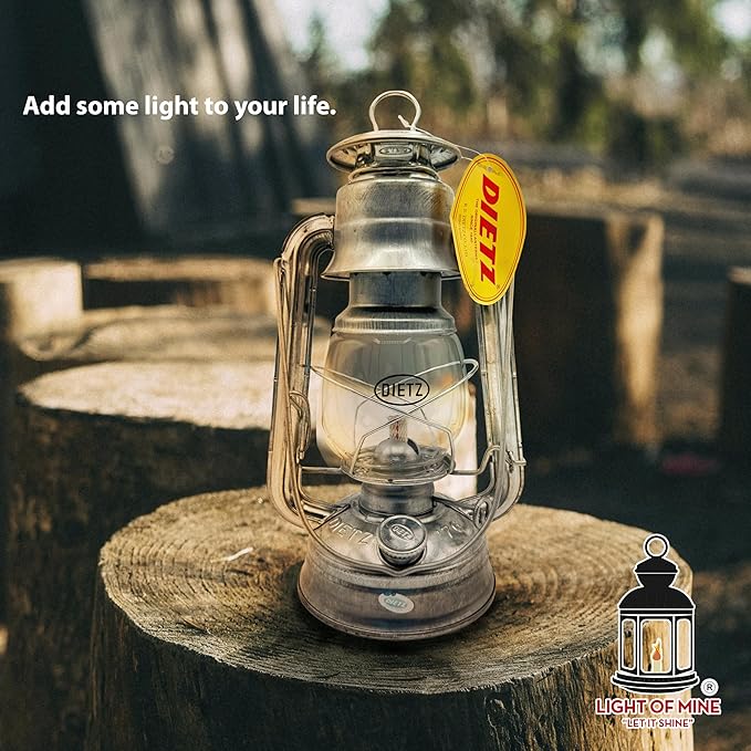 Light of Mine - Dietz #76 Original Galvanized Oil Lantern with 1/2" Replacement Wick Strips (Galvanized/Zinc)