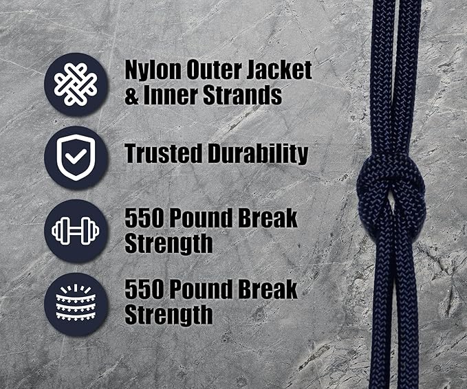 BORED? PARACORD! 550 lb Paracord - Ideal for Crafting, Camping, DIY Projects, Active & Military Outdoors - Strong Survival Rope - Tactical Parachute Cord Type III - Acid Midnight Blue 100 Feet