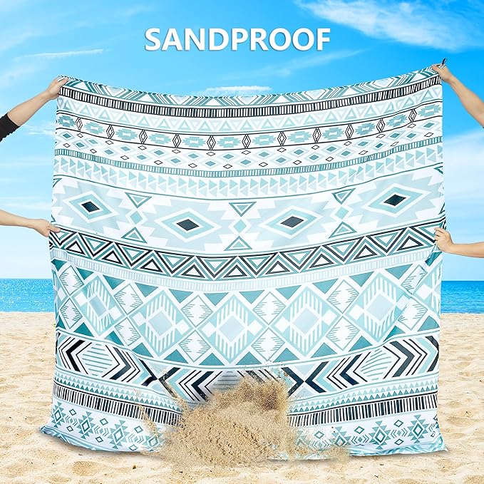 Beach Blanket Waterproof Sandproof Extra Large Beach Mat 79" X 83"/120"x108"for 1-8 Adults Quick Drying Durable Outdoor Picnic Mat for Beach Travel Camping Hiking