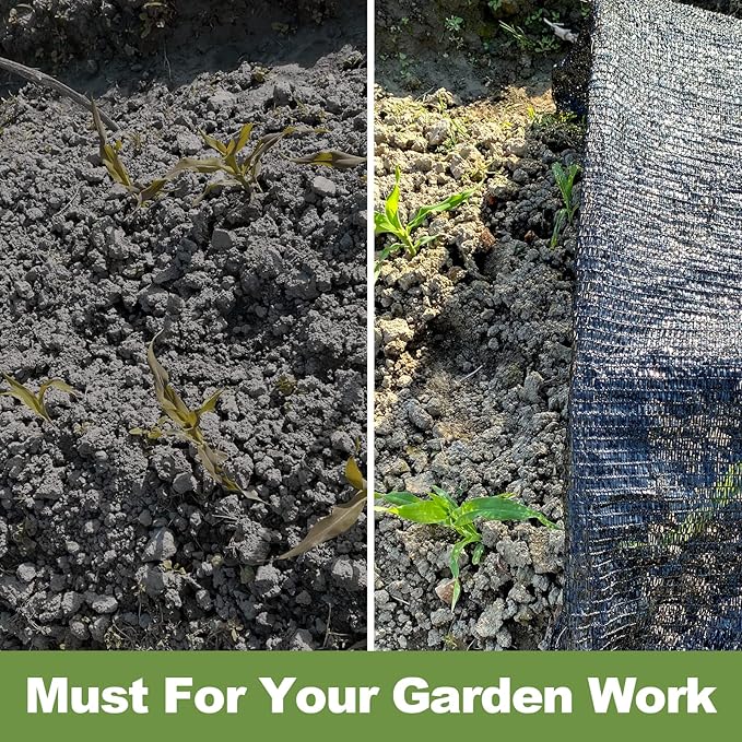 50% Shade Cloth, 10x12FT Black Sun Shade Cover for Plants, Garden, Greenhouse, Patio, Chicken Coop