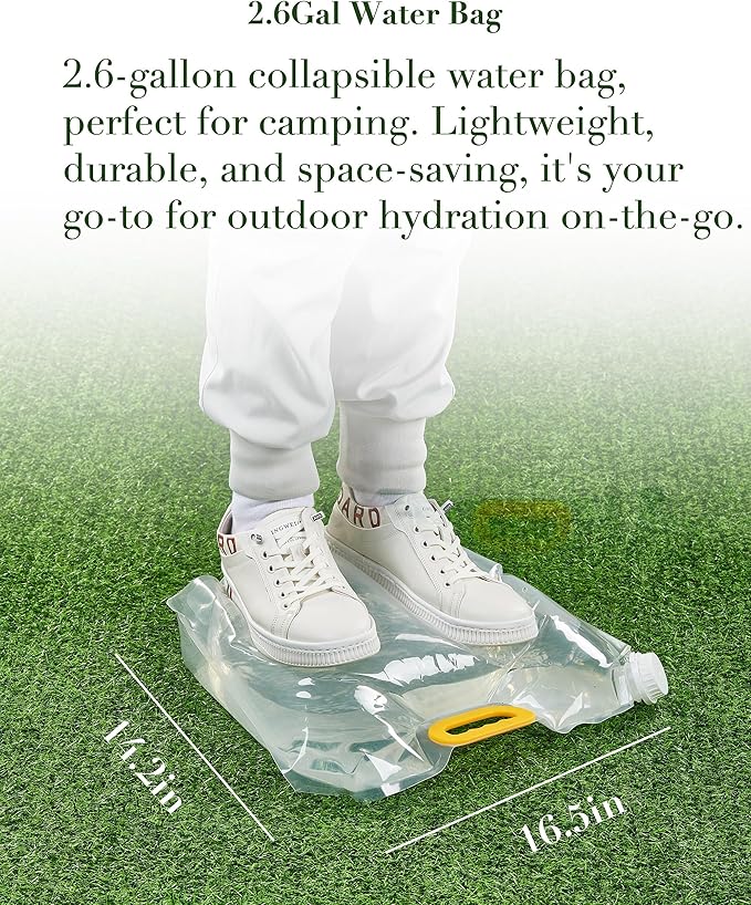 5 Gallon Water Jug and 2.6Gal Collapsible Water Bag Set of 2,BPA Free Thickened Water Storage Containers,Leak-Proof Warm Sand Portable Emergency Water Tank for Outdoors Hiking,Hurricane