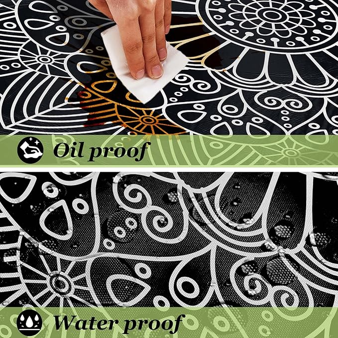 Fitted Picnic Table Cover with Bench Covers Vinyl Waterproof Elastic Edges Fitted Rectangle Tables Patio Tablecloth Camping Gear and Essentials Rv Accessories Road Trip Supplies Car Travel Must Haves