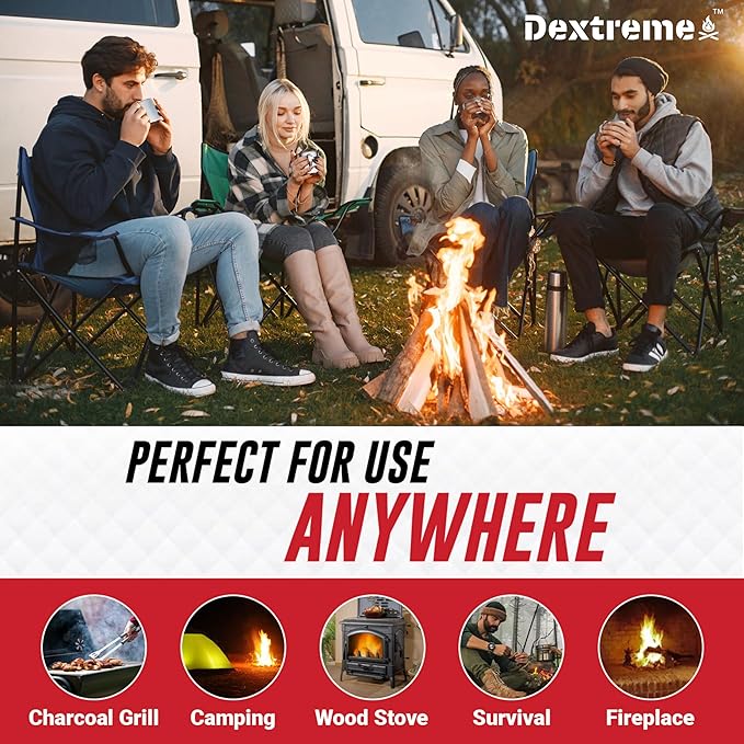 Dextreme Quick Instant Fire Starter - Waterproof All-Purpose Indoor & Outdoor Firestarter, for Charcoal Starter, Campfire, Fireplace, BBQ, Survival and Wood Stove (20 Pcs Bag)