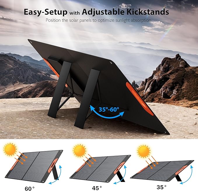 120W Portable Solar Panels for Power Station, 120 Watt ETFE Monocrystalline Foldable 20V DC Output Solar Panel Charger, 24% High Efficiency, QC3.0 USB-A & Type-C Output for Outdoor Camping RV Blackout