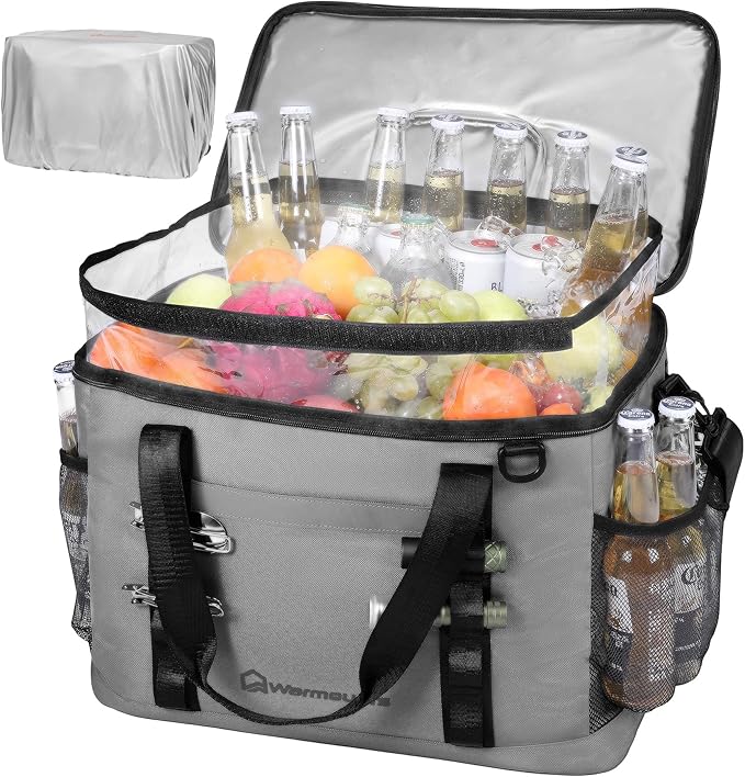 Insulated Cooler Bag 48/75 Cans, Soft Sided Portable Lunch Bag Coolers w/Zippered Top, Leak Proof PVC Interlayer, 5-Layer Insulation Large Ice Chest Bag for Travel, Camping, Beach, Picnic