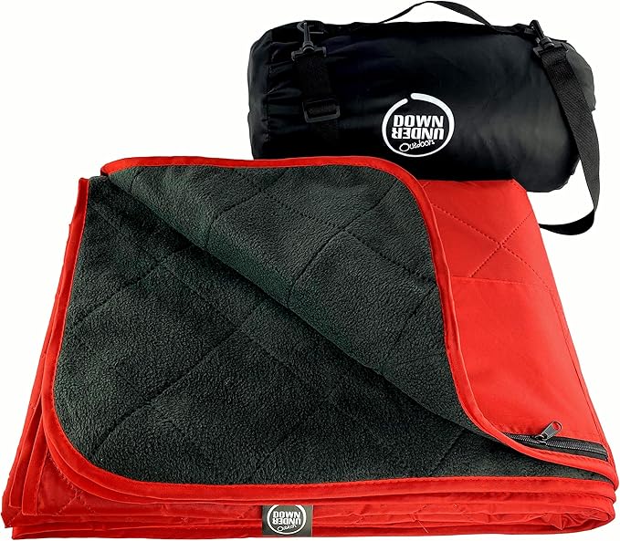 DOWN UNDER OUTDOORS Large Waterproof Windproof Extra Thick 350 GSM Quilted Fleece, or Sherpa Stadium Blanket