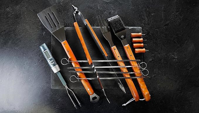 Mr. Bar-B-Q 94122X 12-Piece Tool Set with Bonus Thermo Fork, Gray