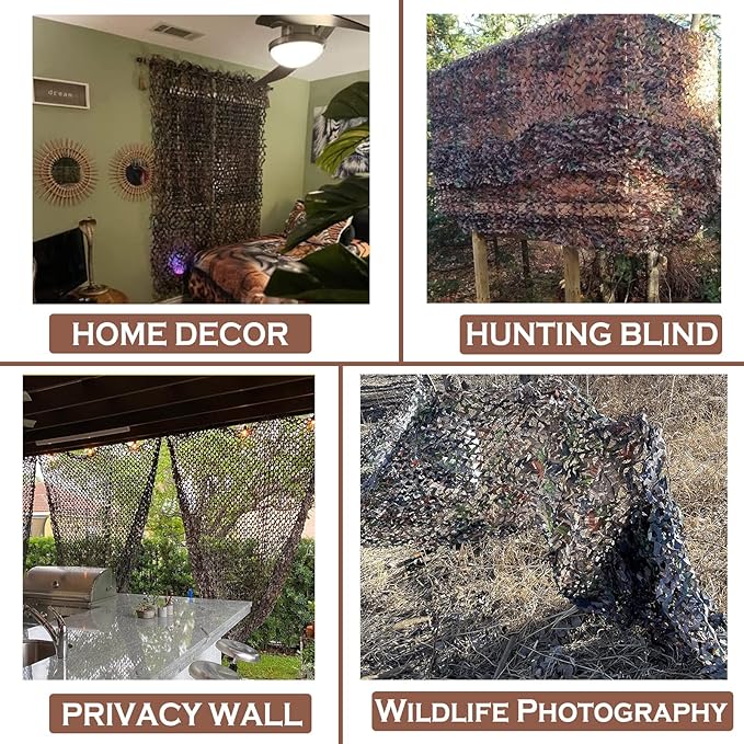 Camo Netting Camouflage Netting 20x20 10x20 10x10 Bulk Roll Burlap Camo Tarp Sunshade Net for Hunting Blind Dinosaur Birthday Jungle MilitaryTheme Party Decoration Camping Shooting