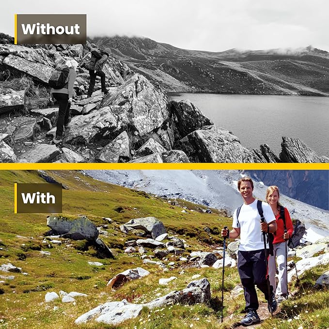 TREDO Premium Collapsible Trekking Poles - Ultralight Aluminum & Carbon Fiber - Adjustable Folding Hiking Poles - Lightweight for Men & Women - Comfortable Cork/EVA Grips - 2pc Set