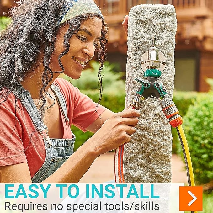 Garden Hose Splitter 2 Way Heavy Duty, Strong & Durable Garden Y Hose Splitter Connector Metal Body, Faucet Splitter, Hose Adapter, Water Tap Outdoor, Two Way Double Dual Hoses Splitter