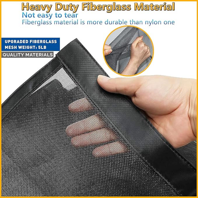 Garage Door Mesh Screen Kit 9x7 FT - Retractable Magnetic Net Screen Door for 1 Car Garage 9x7ft, Durable Fiberglass Mesh Blocks Bugs & Enhances Privacy - Great for Patio Porch Outdoor Use