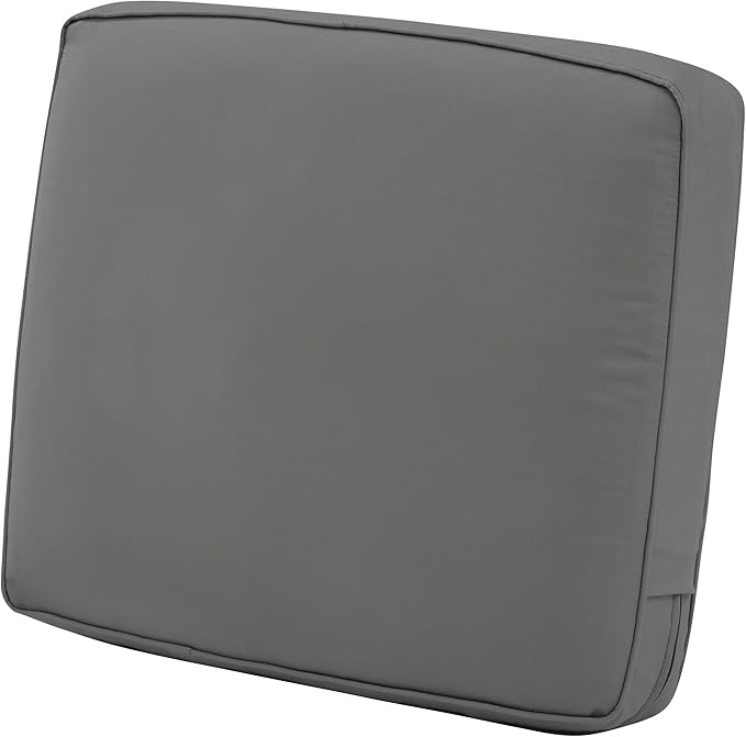 Classic Accessories Montlake Water-Resistant 21 x 20 x 4 Inch Patio Lounge Back Cushion, Light Charcoal Grey, Outdoor Loveseat Cushions