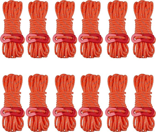 Azarxis Reflective Tent Guide Rope Lightweight Guy Line Cord with Aluminum Adjuster Guyline Tent Cord Tensioner for Camping Hiking Backpacking - Essential Survival Gear 13 Feet