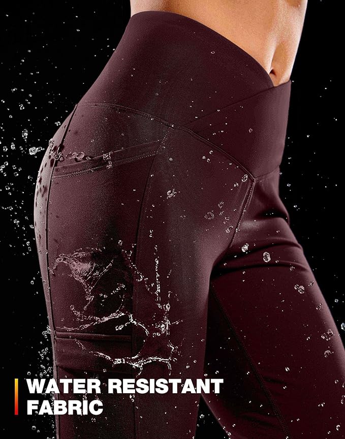 G Gradual Women's Fleece Lined Pants Water Resistant Winter Thermal Flare Leggings Hiking Snow Pants for Women 4 Pockets